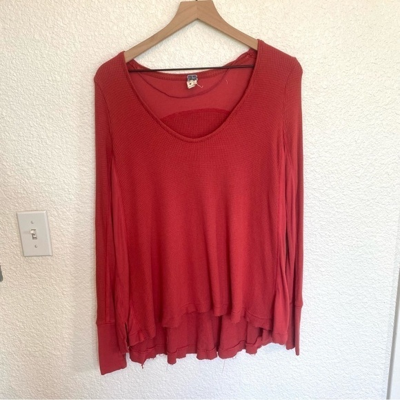 Free People Malibu Thermal Lagenlook Boho Top in Pink Coral Small - Picture 11 of 11